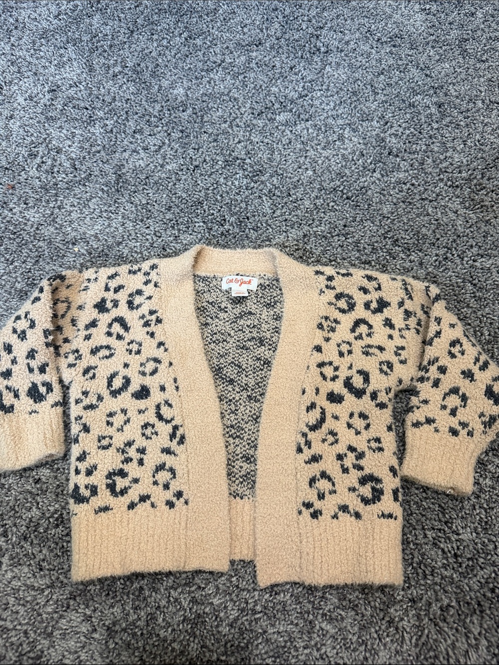 Cat & Jack Tan Leopard-Print Open Front Cardigan